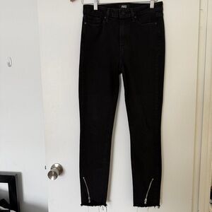 PAIGE Women's Distressed Skinny Jeans with Zipper Accents size 29x32 Grunge Goth